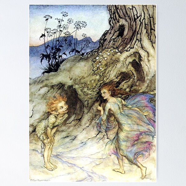 Item preview, Puck and a Fairy - Midsummer Night's Dream - Arthur Rackham designed and sold by forgottenbeauty.