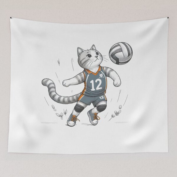 Item preview, volleyball cat designed and sold by Bossnovak.