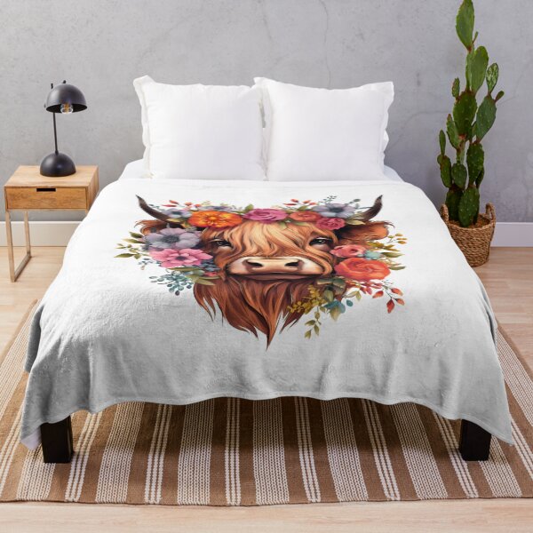 Item preview, Highland Cow with Floral designed and sold by ArtFromBeyond.