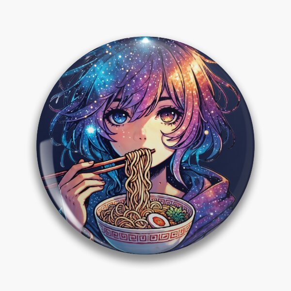 Item preview, Chica anime de pelo galáctico comiendo ramen designed and sold by SeGoArtDesign.