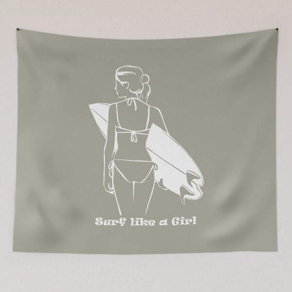 Item preview, Women's surf print. Surf like a girl line drawing designed and sold by hitNmiss.