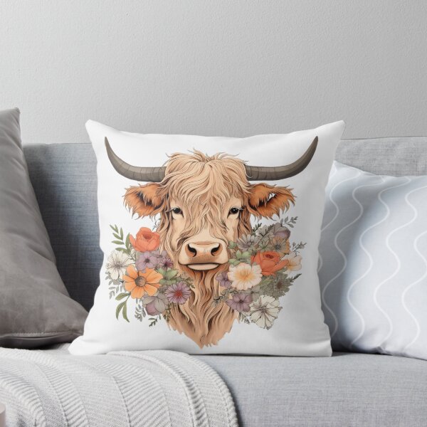 Item preview, Highland Cow with Floral designed and sold by ArtFromBeyond.