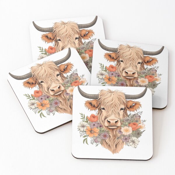 Item preview, Highland Cow with Floral designed and sold by ArtFromBeyond.