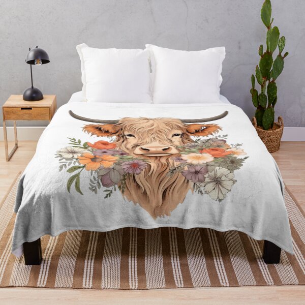 Item preview, Highland Cow with Floral designed and sold by ArtFromBeyond.