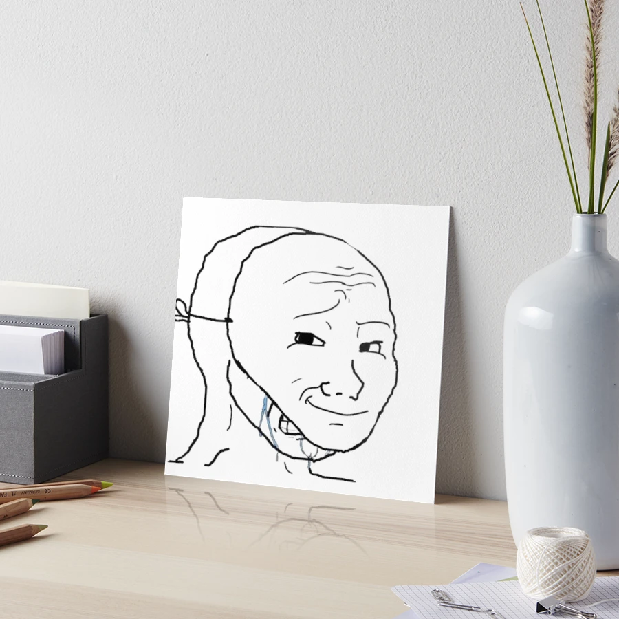 crying wojak mask Crying inside meme funny angry sad pepe Art Board Print