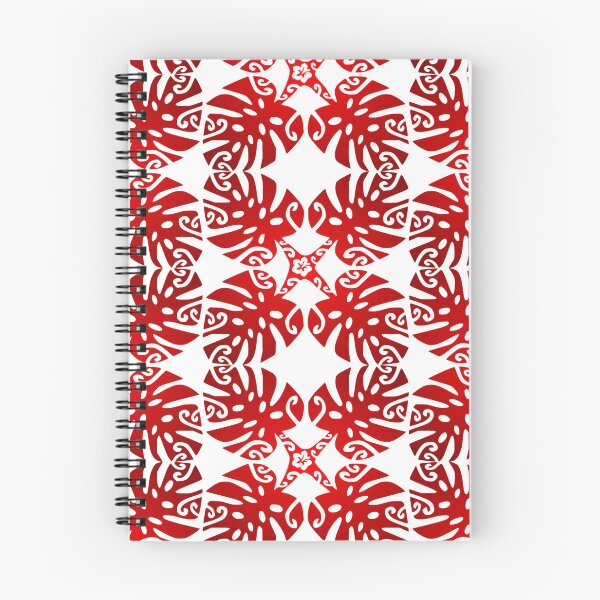 Item preview, MARAMA - red (Polynesian plant pattern) designed and sold by Nesian-Tahiti.