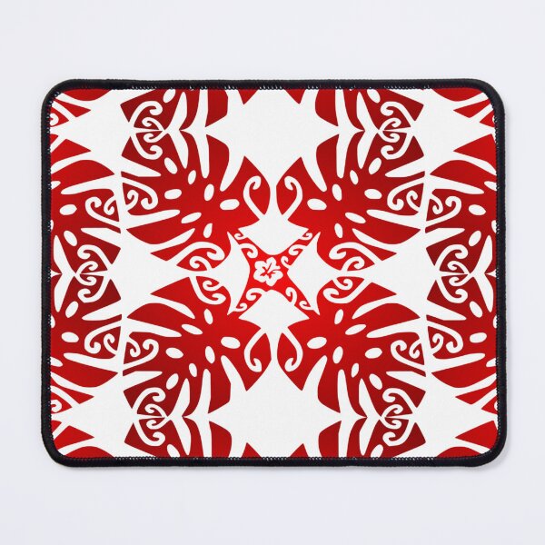 Item preview, MARAMA - red (Polynesian plant pattern) designed and sold by Nesian-Tahiti.
