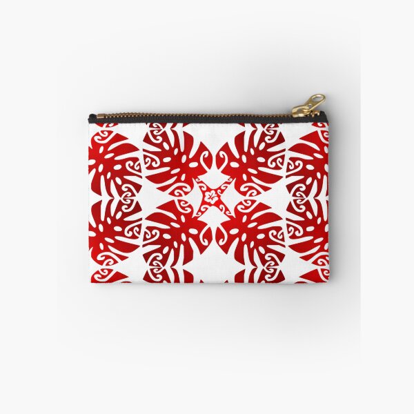 Item preview, MARAMA - red (Polynesian plant pattern) designed and sold by Nesian-Tahiti.
