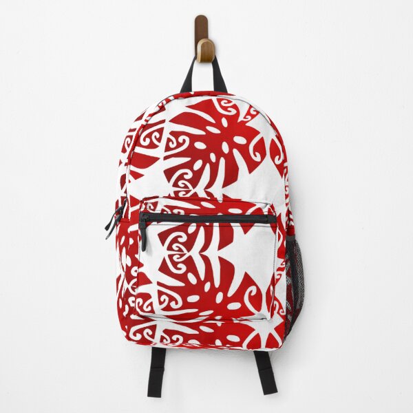 Item preview, MARAMA - red (Polynesian plant pattern) designed and sold by Nesian-Tahiti.