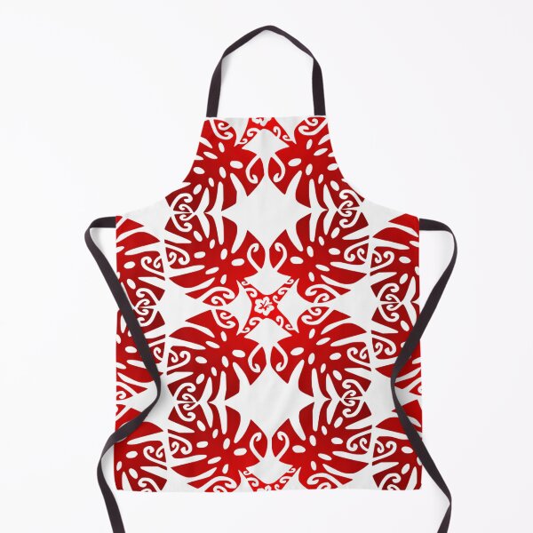 Item preview, MARAMA - red (Polynesian plant pattern) designed and sold by Nesian-Tahiti.