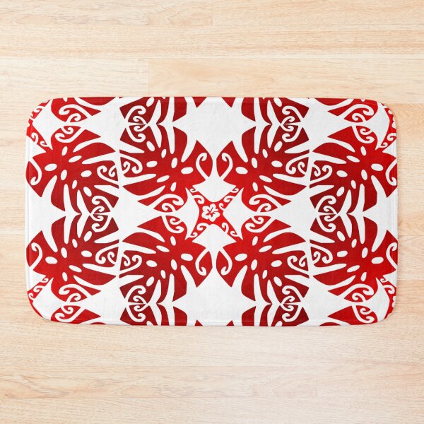 Item preview, MARAMA - red (Polynesian plant pattern) designed and sold by Nesian-Tahiti.