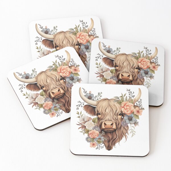Item preview, Highland Cow with Floral designed and sold by ArtFromBeyond.