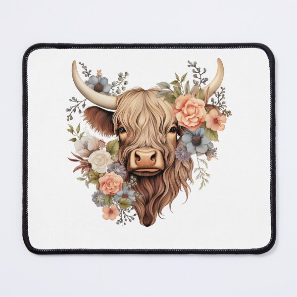 Item preview, Highland Cow with Floral designed and sold by ArtFromBeyond.