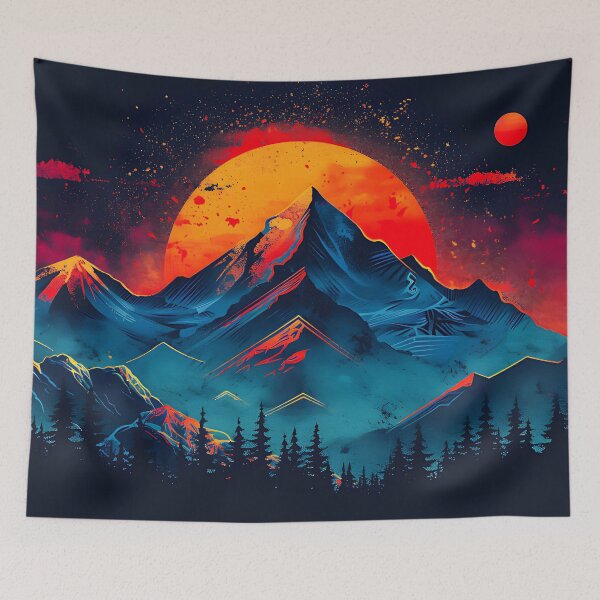 Item preview, Retro Sunset Mountain Scene designed and sold by Logic72.