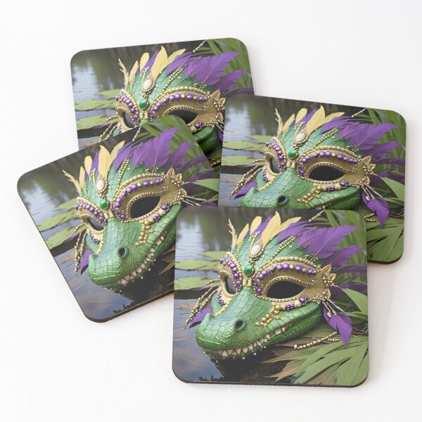 Item preview, Mardi Gras Gator with Mask, Beads and Feathers designed and sold by BougieSouthern.