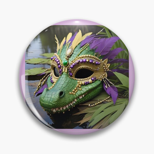 Item preview, Mardi Gras Gator with Mask, Beads and Feathers designed and sold by BougieSouthern.
