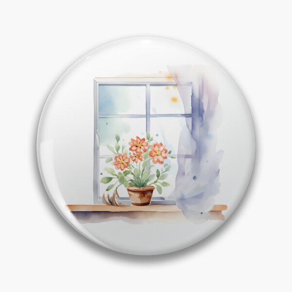 Item preview, Watercolor Window With Orange Flowers designed and sold by New-School-Wave.