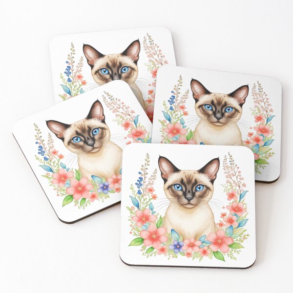 Item preview, Thai Siamese Cat And Flowers designed and sold by TheAnimalZ00.