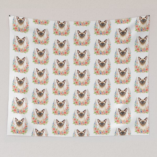 Item preview, Thai Siamese Cat And Flowers designed and sold by TheAnimalZ00.