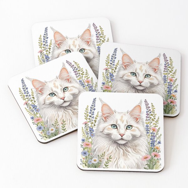 Item preview, Turkish Angora Cat And Flowers designed and sold by TheAnimalZ00.