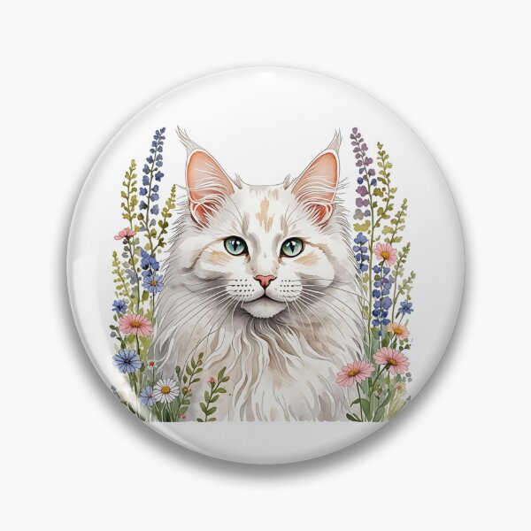 Item preview, Turkish Angora Cat And Flowers designed and sold by TheAnimalZ00.