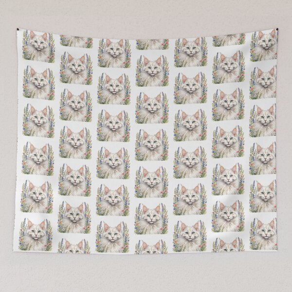 Item preview, Turkish Angora Cat And Flowers designed and sold by TheAnimalZ00.