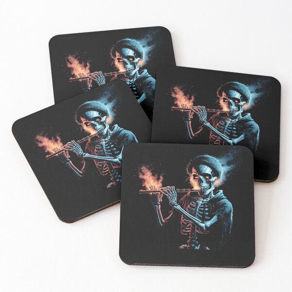 Item preview, Skeleton playing flute Musician Halloween graphic art designed and sold by MTRBSK11.