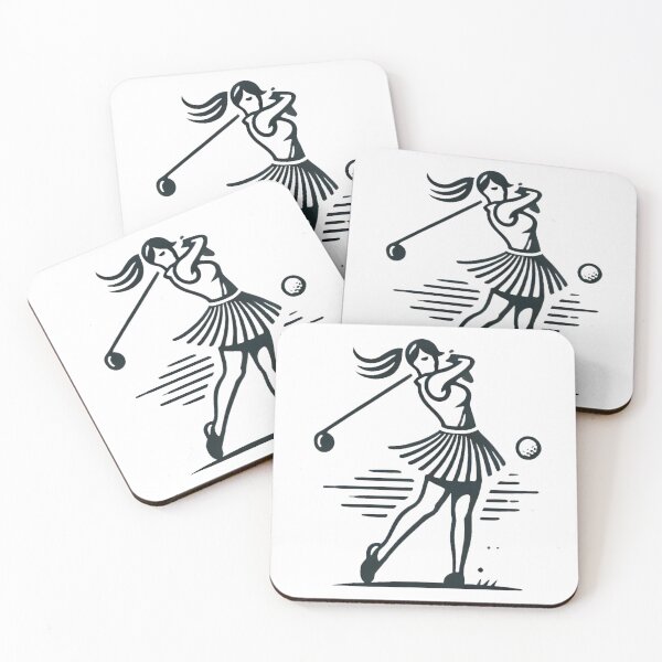 Item preview, Woman Golfer in Mid-Swing Grace (blk) designed and sold by TeddVentures.
