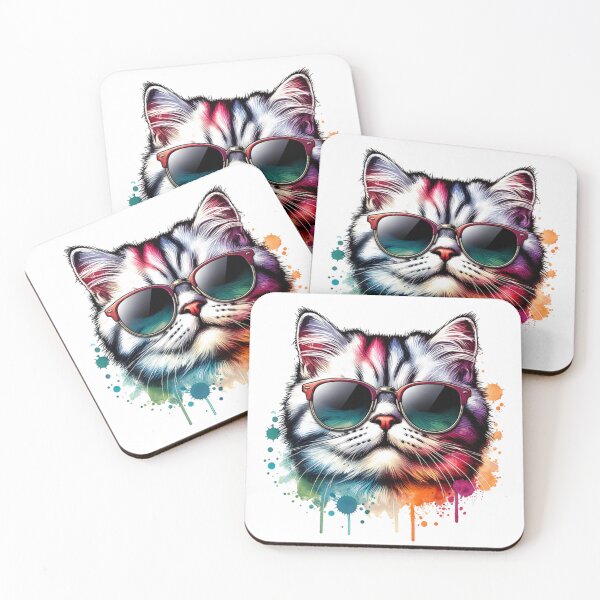 Item preview, Watercolor American Wirehair Cat Wearing Sunglasses designed and sold by TheAnimalZ00.