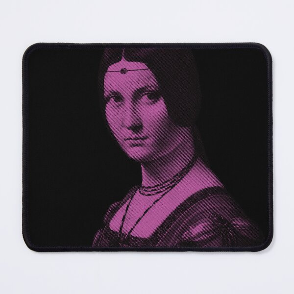 Artikelvorschau, LA BELLE FERRONNIERE / Leonardo Davinci / Porträt einer unbekannten Frau RosaLila Monocolor entworfen und verkauft von pelagio.