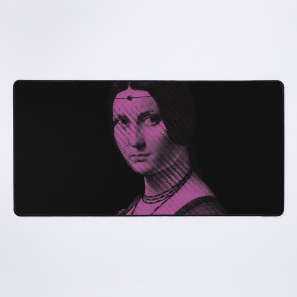 Artikelvorschau, LA BELLE FERRONNIERE / Leonardo Davinci / Porträt einer unbekannten Frau RosaLila Monocolor entworfen und verkauft von pelagio.