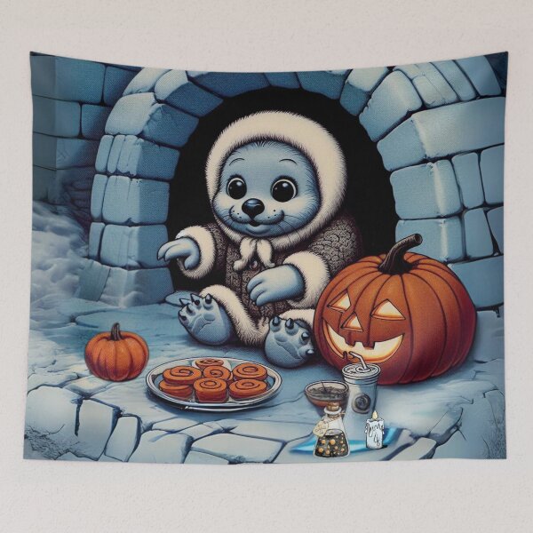 Item preview, Seal’s Spooky Soiree in the Halloween Snow designed and sold by jglobal360.