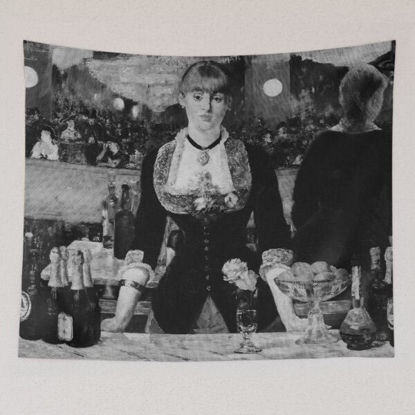 Aperçu de l'œuvre Un Bar aux Folies-Bergère / Edouard Manet / Dessin diagonal monocolore Blanc créée et vendue par pelagio.