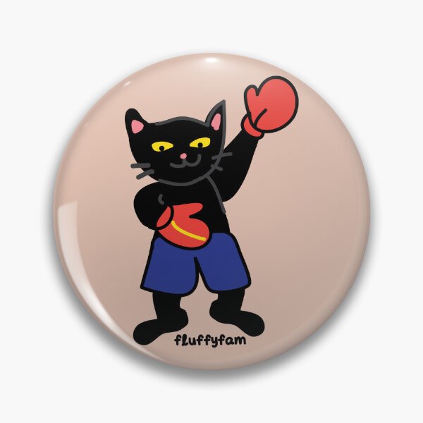 Artikelvorschau, Boxender schwarzer Katzenkämpfer entworfen und verkauft von fluffyfamcraft.