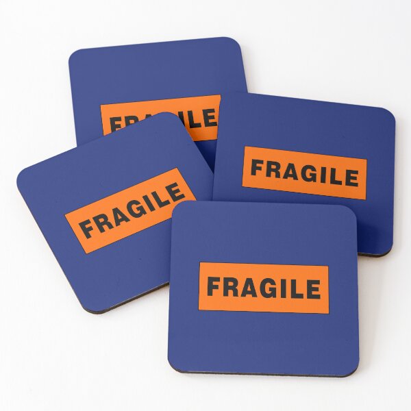 Artikelvorschau, FRAGILE, schwarze Schrift auf orangefarbenem Hintergrund mit schwarzem Rand entworfen und verkauft von AASparksDesigns.