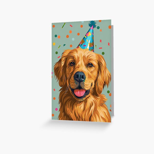 Item preview, Golden Retriever Birthday Party Design - Fun and Vibrant Artwork designed and sold by TringTringCards.