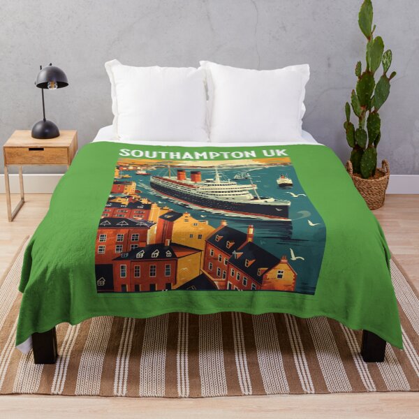 Item preview, Southampton UK travel poster in the style of 50s screen print travel posters designed and sold by windmildesigner.