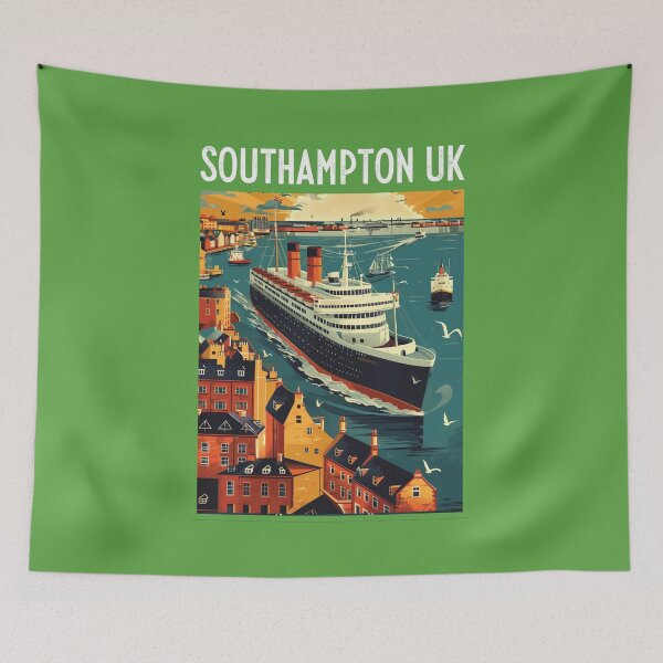 Item preview,  Southampton UK travel poster in the style of 50s screen print travel posters designed and sold by windmildesigner.