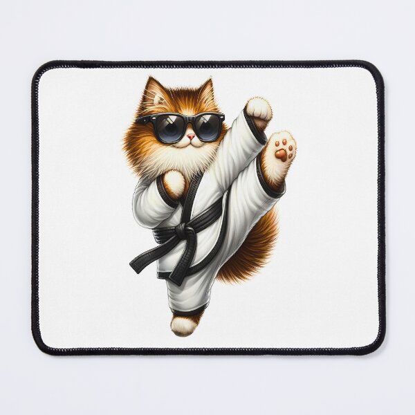 Item preview, Karate Cat | Cute Anime Fluffy Kitten | Black Belt designed and sold by Chic-Fun.