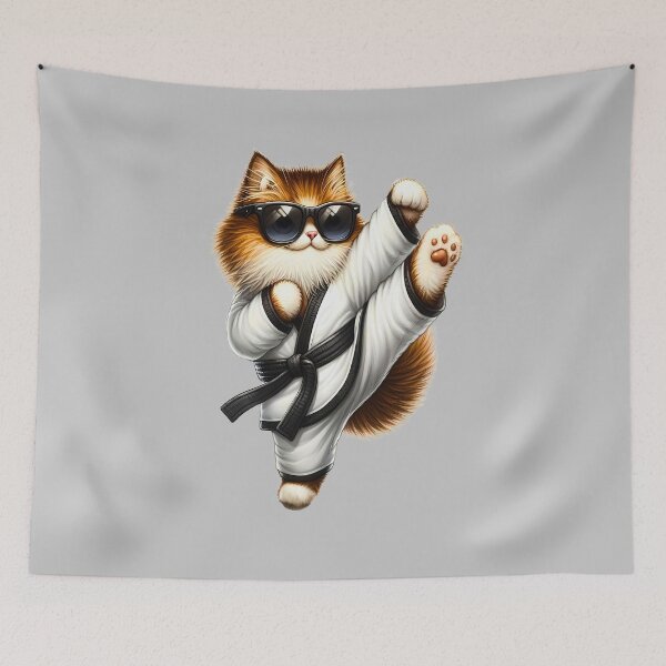 Item preview, Karate Cat | Cute Anime Fluffy Kitten | Black Belt designed and sold by Chic-Fun.