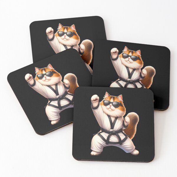 Item preview, Karate Cat | Cute Anime Fluffy Kitten | Black Belt designed and sold by Chic-Fun.