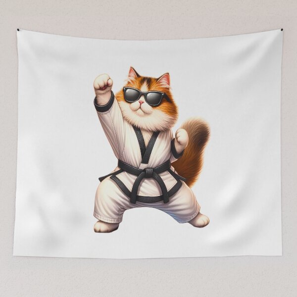 Item preview, Karate Cat | Cute Anime Fluffy Kitten | Black Belt designed and sold by Chic-Fun.