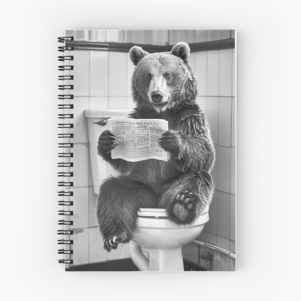 Item preview, Bear Sitting on the Toilet Reading a Newspaper designed and sold by CheekyAnimalz.
