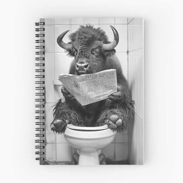Item preview, Bison Sitting on the Toilet Reading a Newspaper designed and sold by CheekyAnimalz.