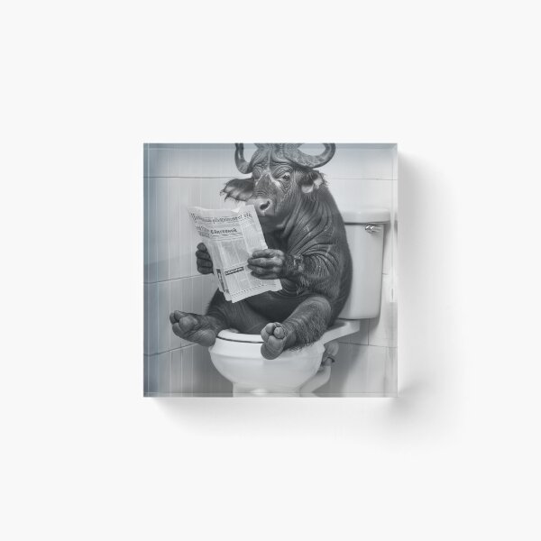Item preview, Cape Buffalo Sitting on the Toilet Reading a Newspaper designed and sold by CheekyAnimalz.