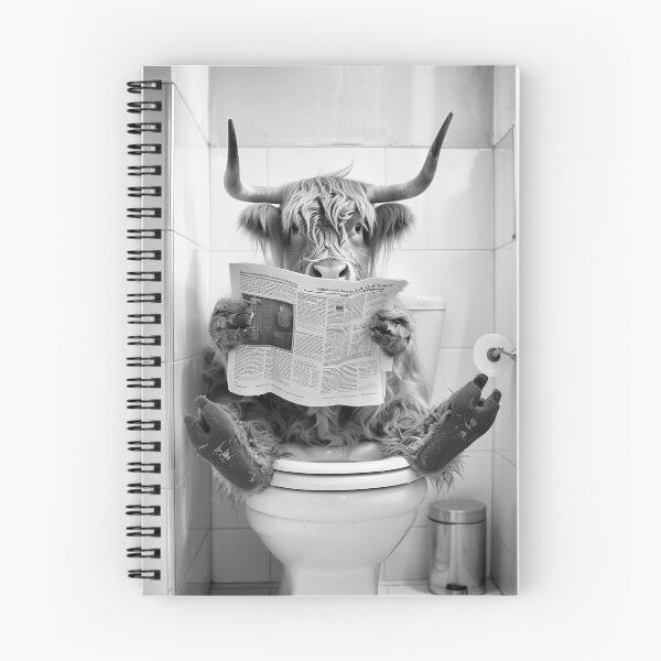 Item preview, Highland Cow Sitting on the Toilet Reading a Newspaper designed and sold by CheekyAnimalz.