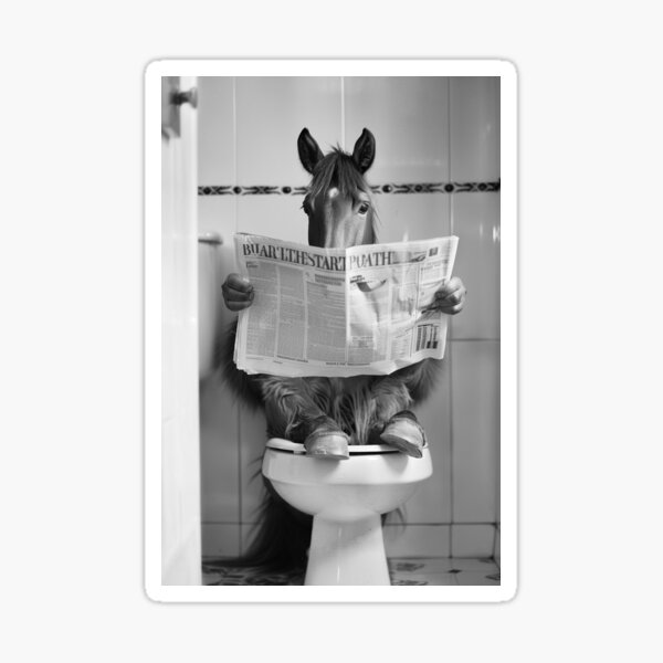 Item preview, Horse Sitting on the Toilet Reading a Newspaper designed and sold by CheekyAnimalz.