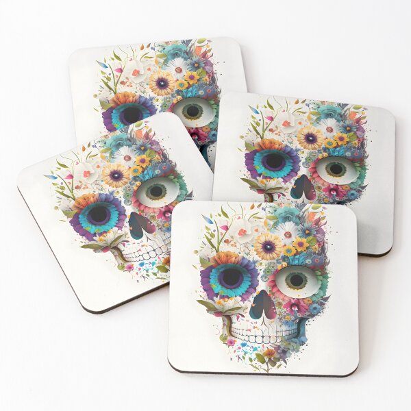 Item preview, Colorful flower skull shape digital art  designed and sold by joyandoman.
