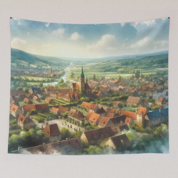 Item preview, Enchanted Medieval Village designed and sold by Jolly-Drawings.