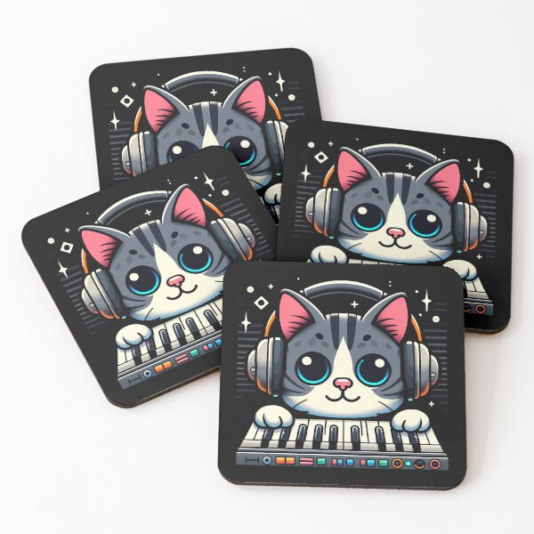 Item preview, Cute Cat Synthesizer designed and sold by Funny Vintage Stickers And T-Shirts.